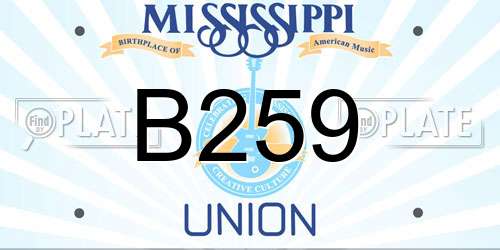 B259 Mississippi License Plate