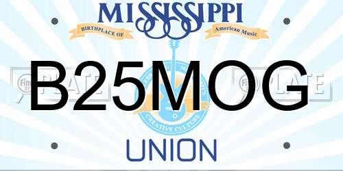 B25MOG Mississippi License Plate