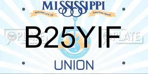 B25YIF Mississippi License Plate