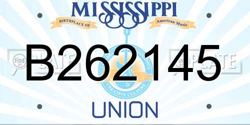 B262145 Mississippi License Plate