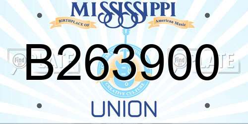 B263900 Mississippi License Plate