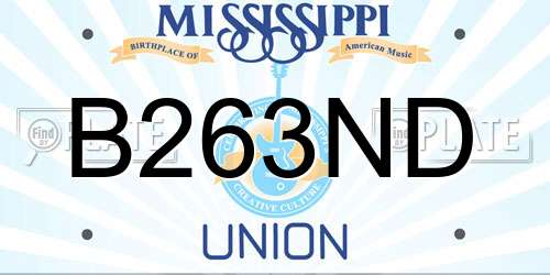 B263ND Mississippi License Plate