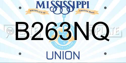 B263NQ Mississippi License Plate