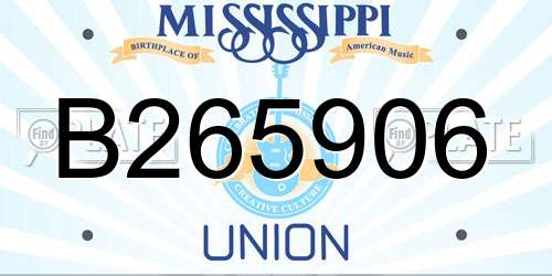 B265906 Mississippi License Plate