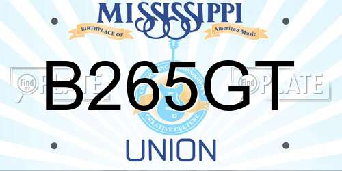 B265GT Mississippi License Plate