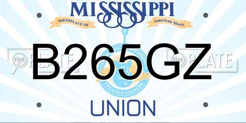 B265GZ Mississippi License Plate