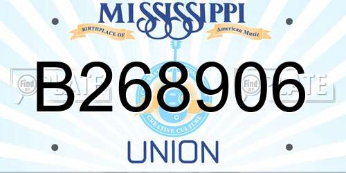 B268906 Mississippi License Plate