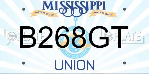 B268GT Mississippi License Plate