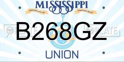 B268GZ Mississippi License Plate