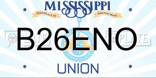 B26ENO Mississippi License Plate