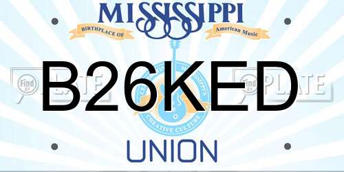 B26KED Mississippi License Plate