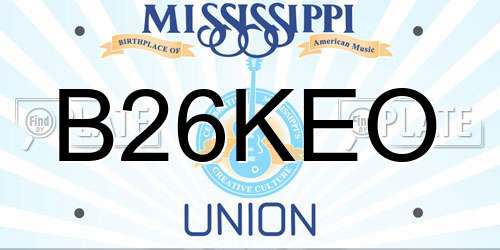 B26KEO Mississippi License Plate