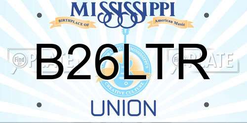B26LTR Mississippi License Plate