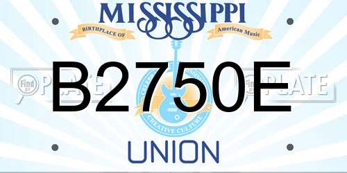 B2750E Mississippi License Plate
