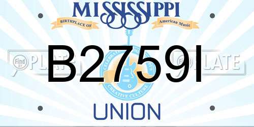 B2759I Mississippi License Plate