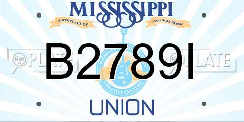B2789I Mississippi License Plate