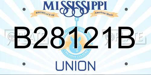 B28121B Mississippi License Plate