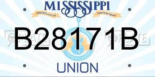 B28171B Mississippi License Plate