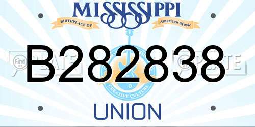 B282838 Mississippi License Plate