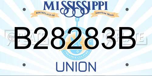 B28283B Mississippi License Plate