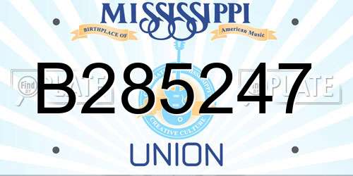 B285247 Mississippi License Plate