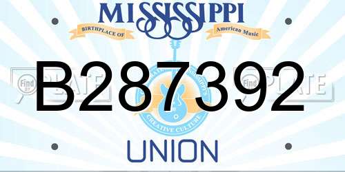 B287392 Mississippi License Plate