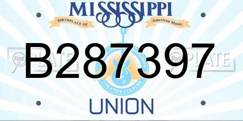 B287397 Mississippi License Plate