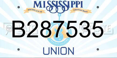 B287535 Mississippi License Plate