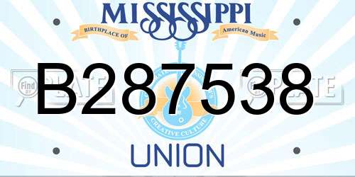 B287538 Mississippi License Plate
