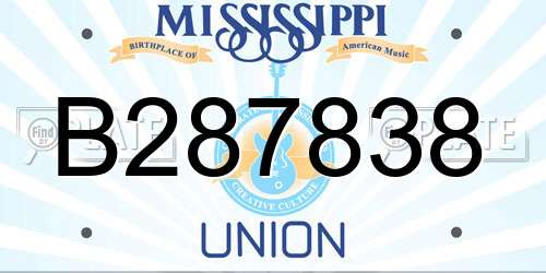 B287838 Mississippi License Plate