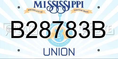 B28783B Mississippi License Plate