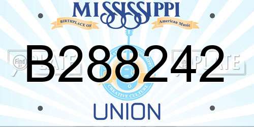 B288242 Mississippi License Plate