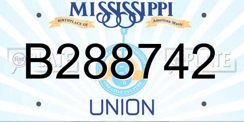 B288742 Mississippi License Plate