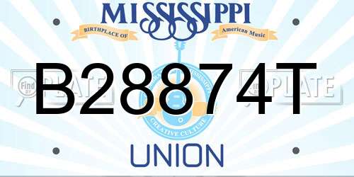 B28874T Mississippi License Plate