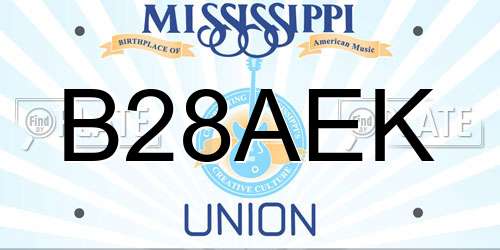 B28AEK Mississippi License Plate