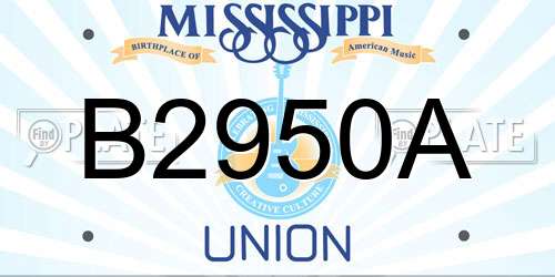 B2950A Mississippi License Plate