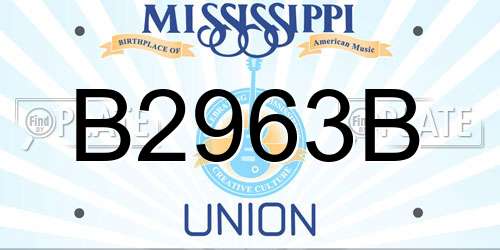 B2963B Mississippi License Plate
