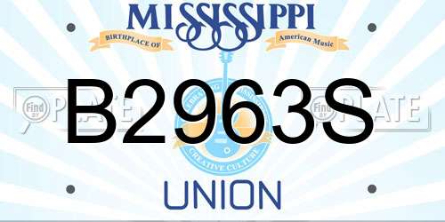 B2963S Mississippi License Plate