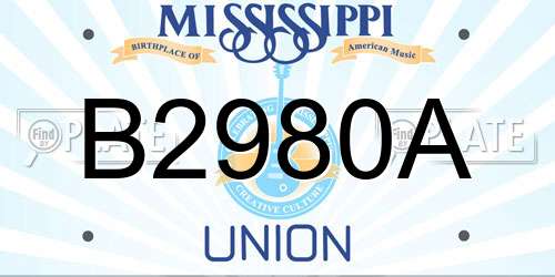 B2980A Mississippi License Plate