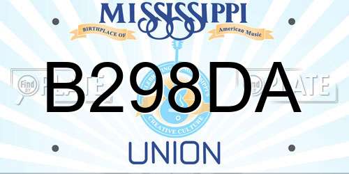 B298DA Mississippi License Plate