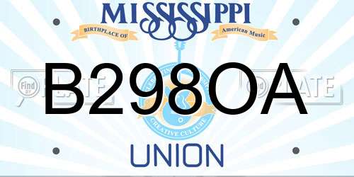 B298OA Mississippi License Plate