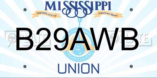 B29AWB Mississippi License Plate
