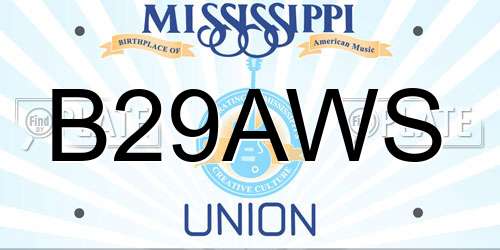 B29AWS Mississippi License Plate