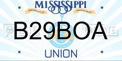 B29BOA Mississippi License Plate