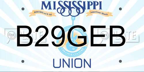 B29GEB Mississippi License Plate