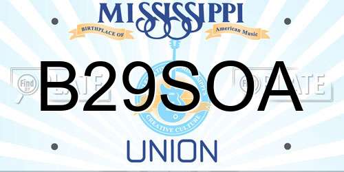 B29SOA Mississippi License Plate
