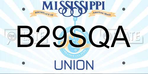 B29SQA Mississippi License Plate