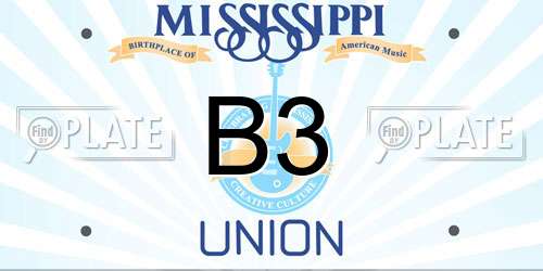 B3 Mississippi License Plate