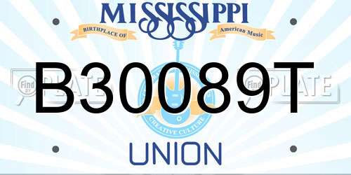 B30089T Mississippi License Plate