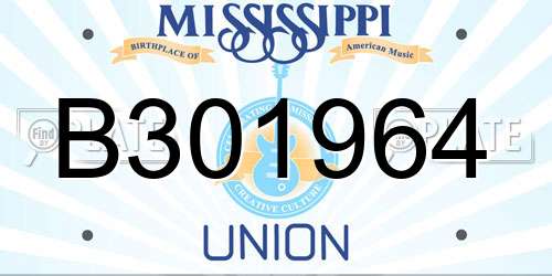 B301964 Mississippi License Plate